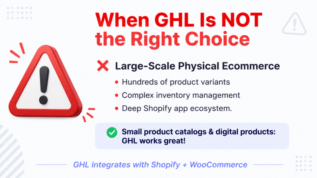 #10A - Who It's NOT For Large Ecommerce — Visual (GHL Review)