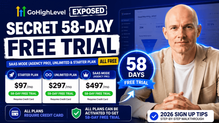 GoHighLevel Free Trial: Get 58/60 Days Free (Not Just 14)