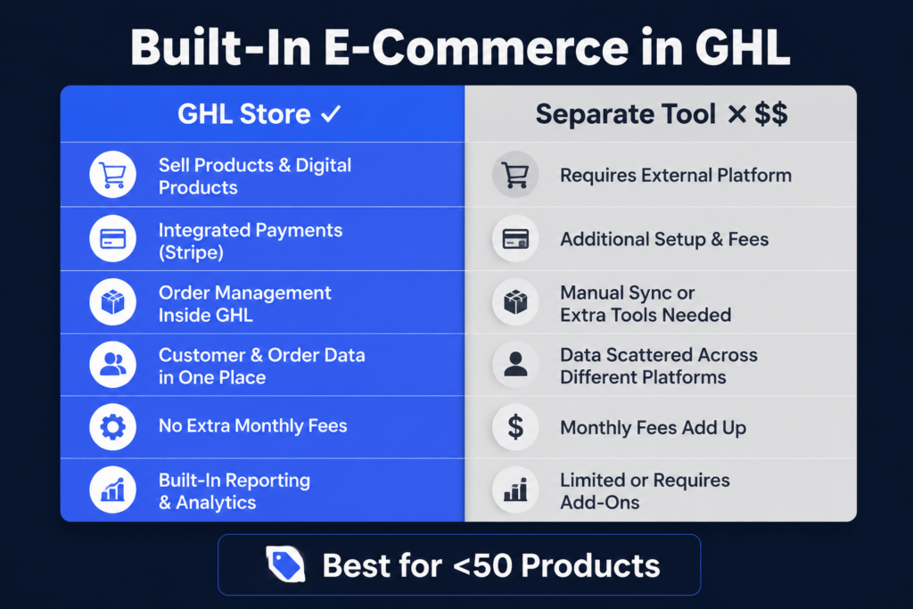 Built-in Ecommerce (GHL 300 Features)