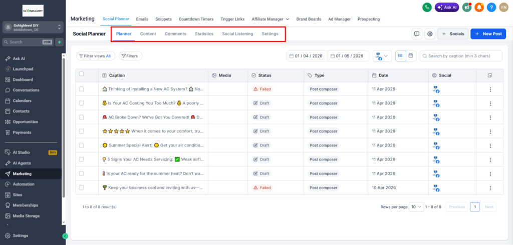 Gohighlevel-DIY-social-media-planner