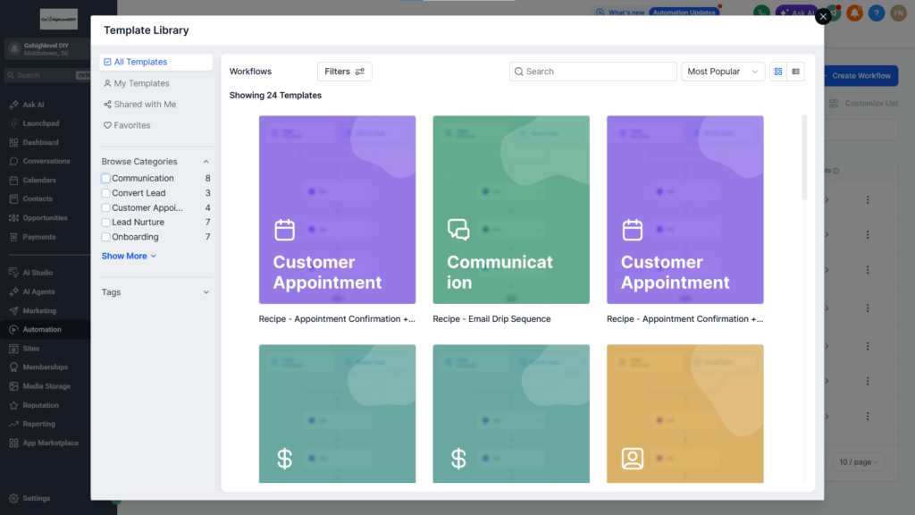 workflow recipe templates
