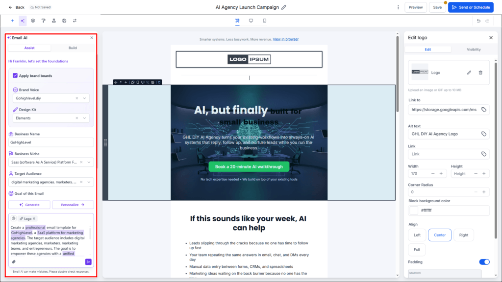 Email ai content generation annotated