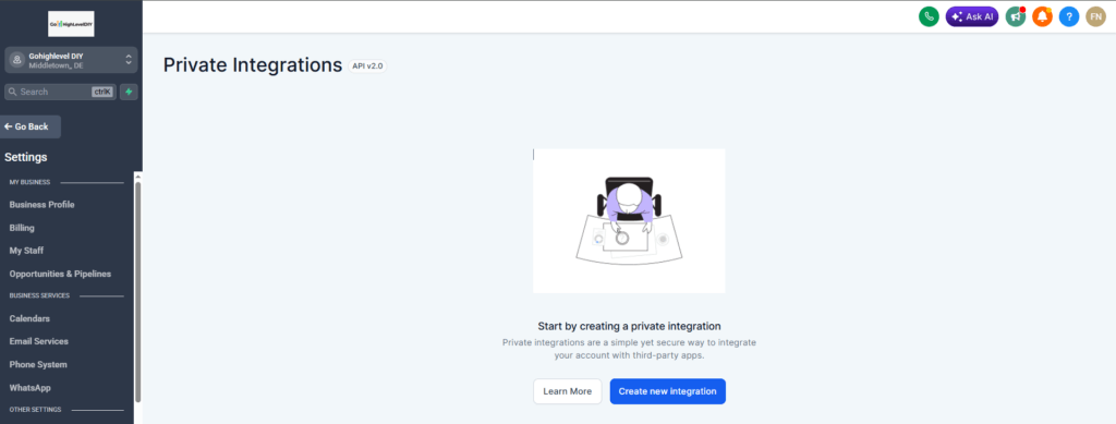 API Access - private integration