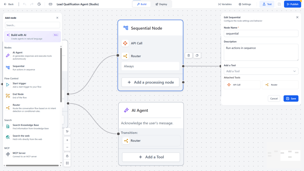 Agent studio - Sequential Node