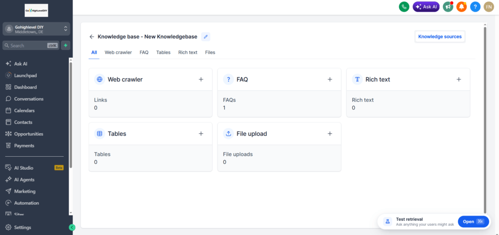 AI agent knowledge base bot training