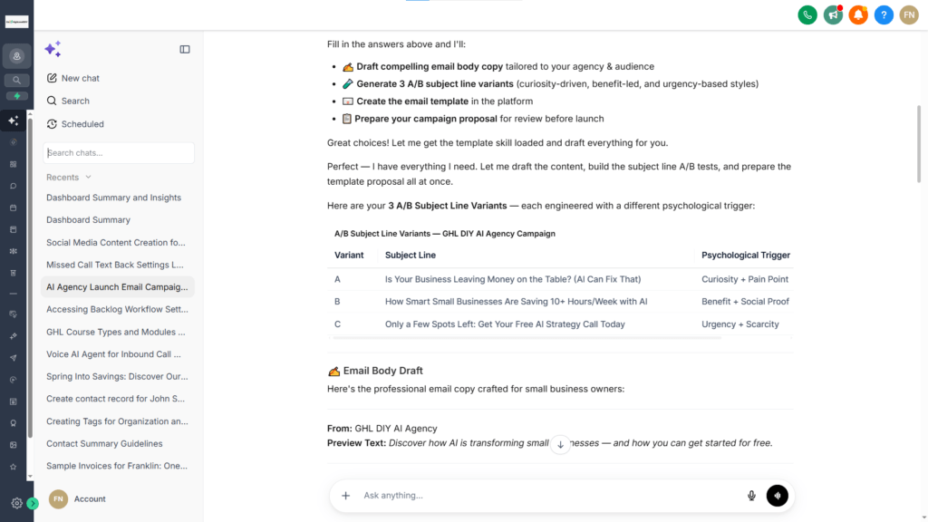 Ask ai -,email campaign ab test subject lines